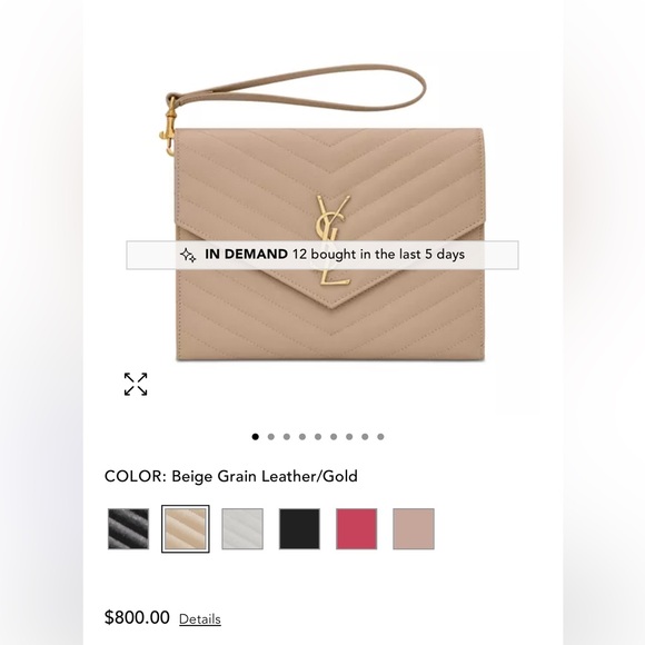 Saint Laurent Cassandre Matelasse Flap Pouch Wristlet - Beige - Picture 7 of 10